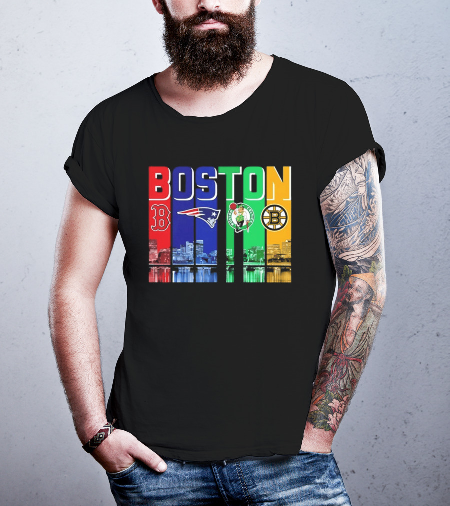 Boston Red Sox Patriots Celtics Bruins Skyline T-Shirt