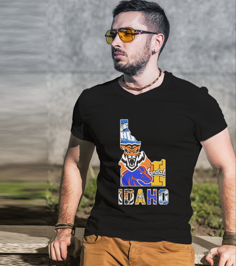 Idaho State Bengals Boise State Broncos Vandals Map Collage 2026 T-Shirt