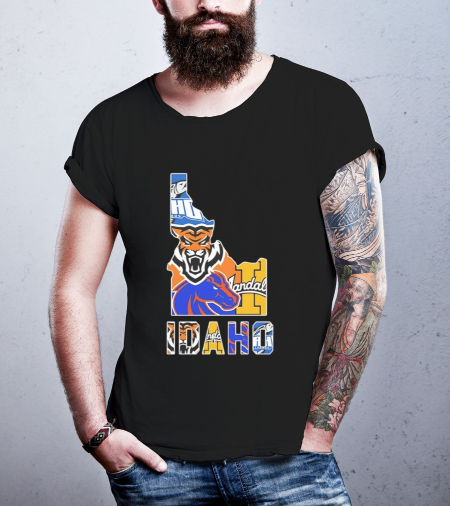 Idaho State Bengals Boise State Broncos Vandals Map Collage 2026 T-Shirt