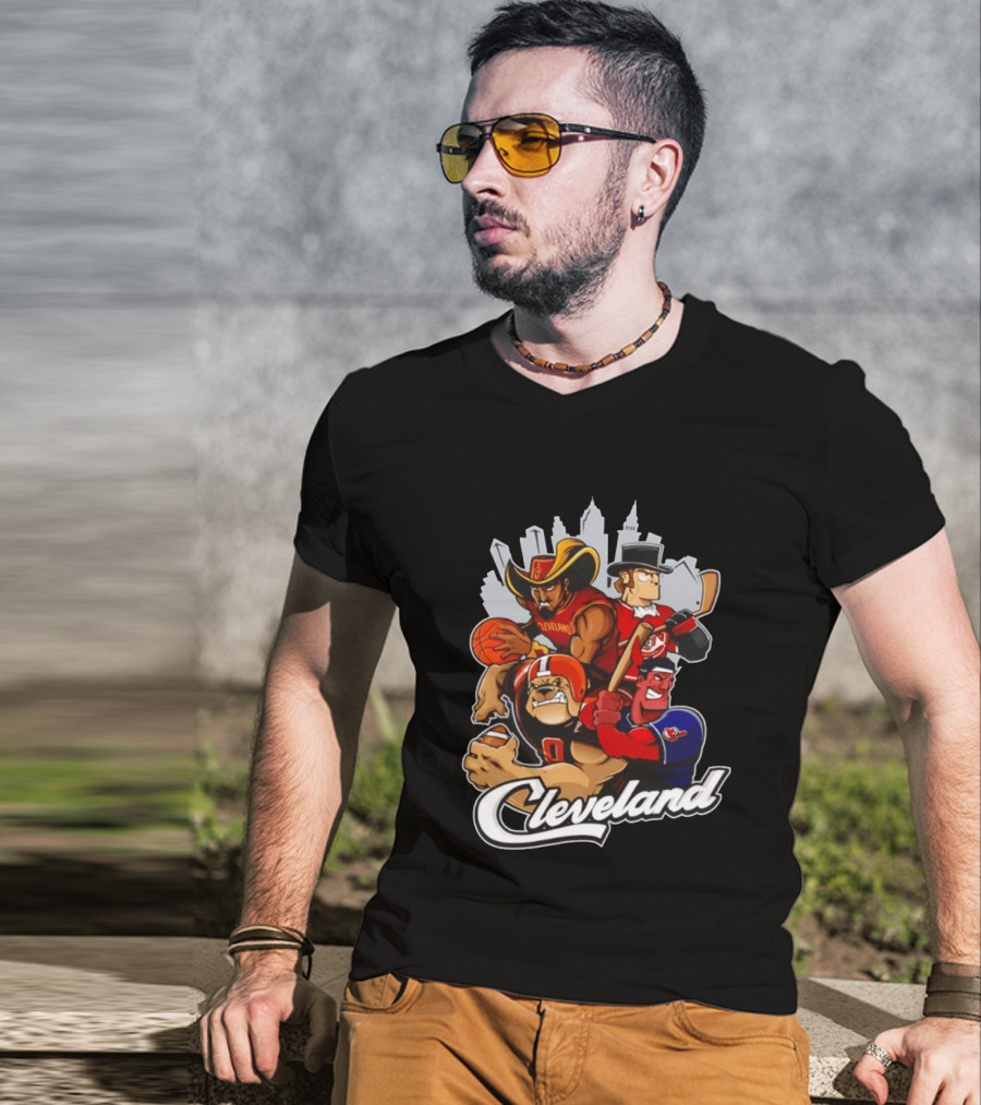 Cleveland Sports Teams Skyline Mashup 2026 T-Shirt