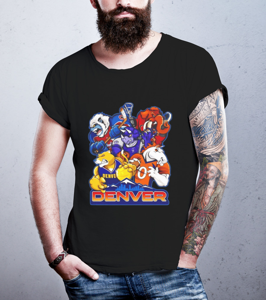 Denver Sports Teams Mascot Collage Featuring Iconic City T-Shirt