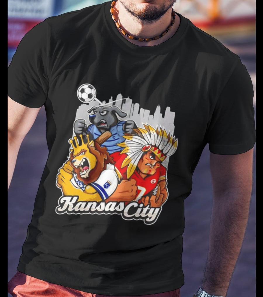 Kansas City Chiefs Royals Sporting KC Cityscape Sports Mashup T-Shirt