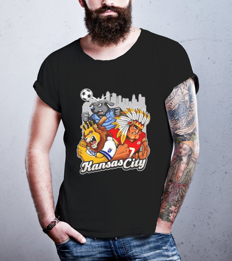 Kansas City Chiefs Royals Sporting KC Cityscape Sports Mashup T-Shirt