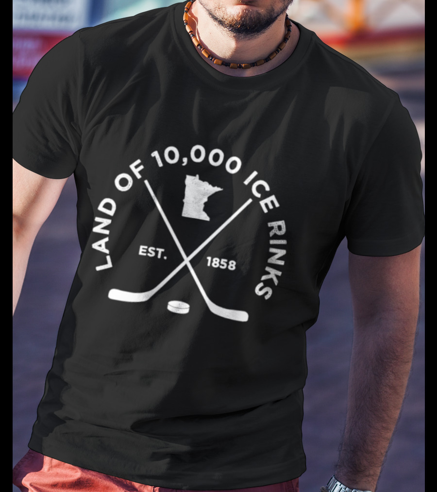Land Of 10000 Ice Rinks Est 1858 Minnesota Hockey State T-Shirt