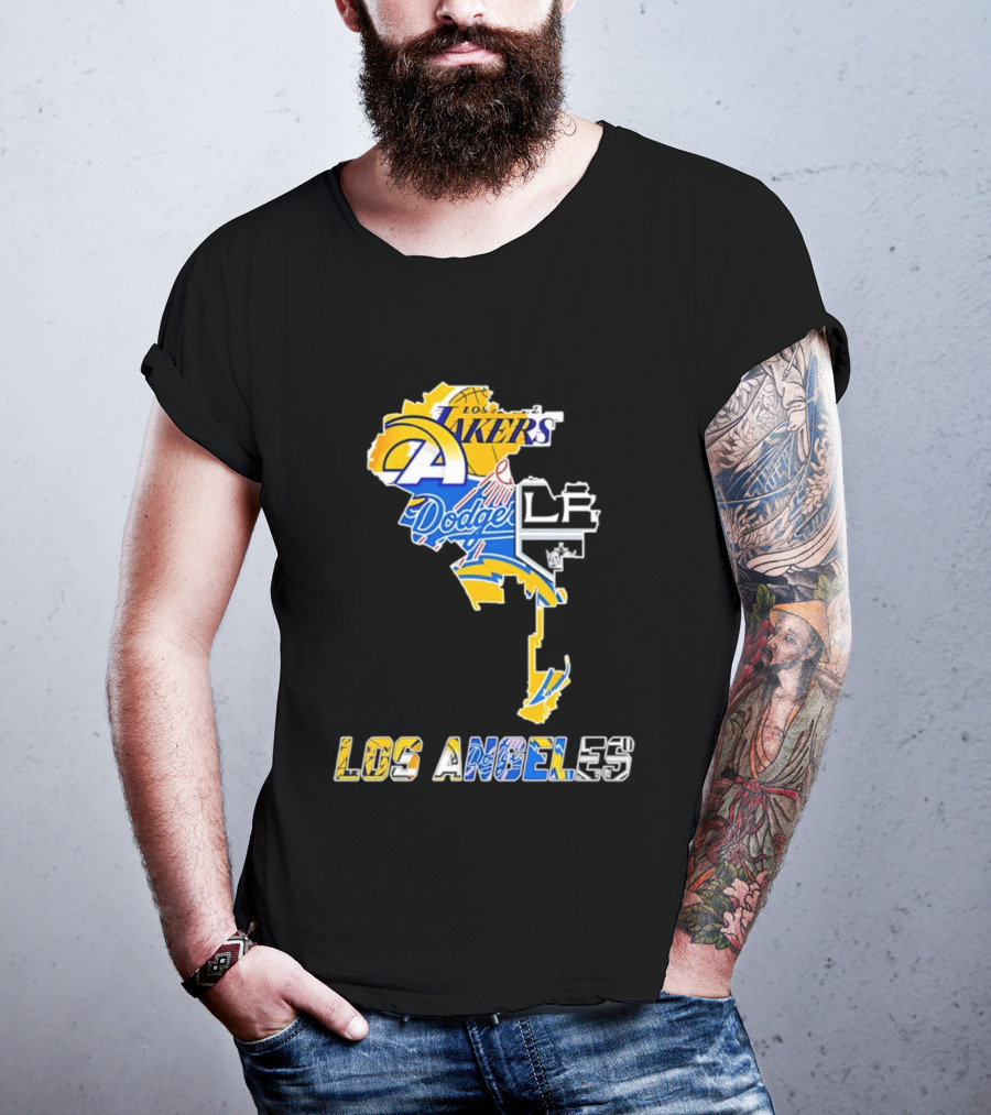 Los Angeles Lakers Dodgers Rams Chargers Kings Map Season 2026 T-Shirt