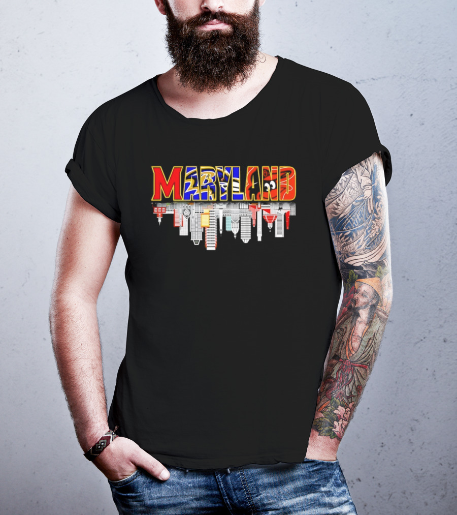 Maryland Sports Team City Skyline 2026 Urban Skyscraper Scene T-Shirt