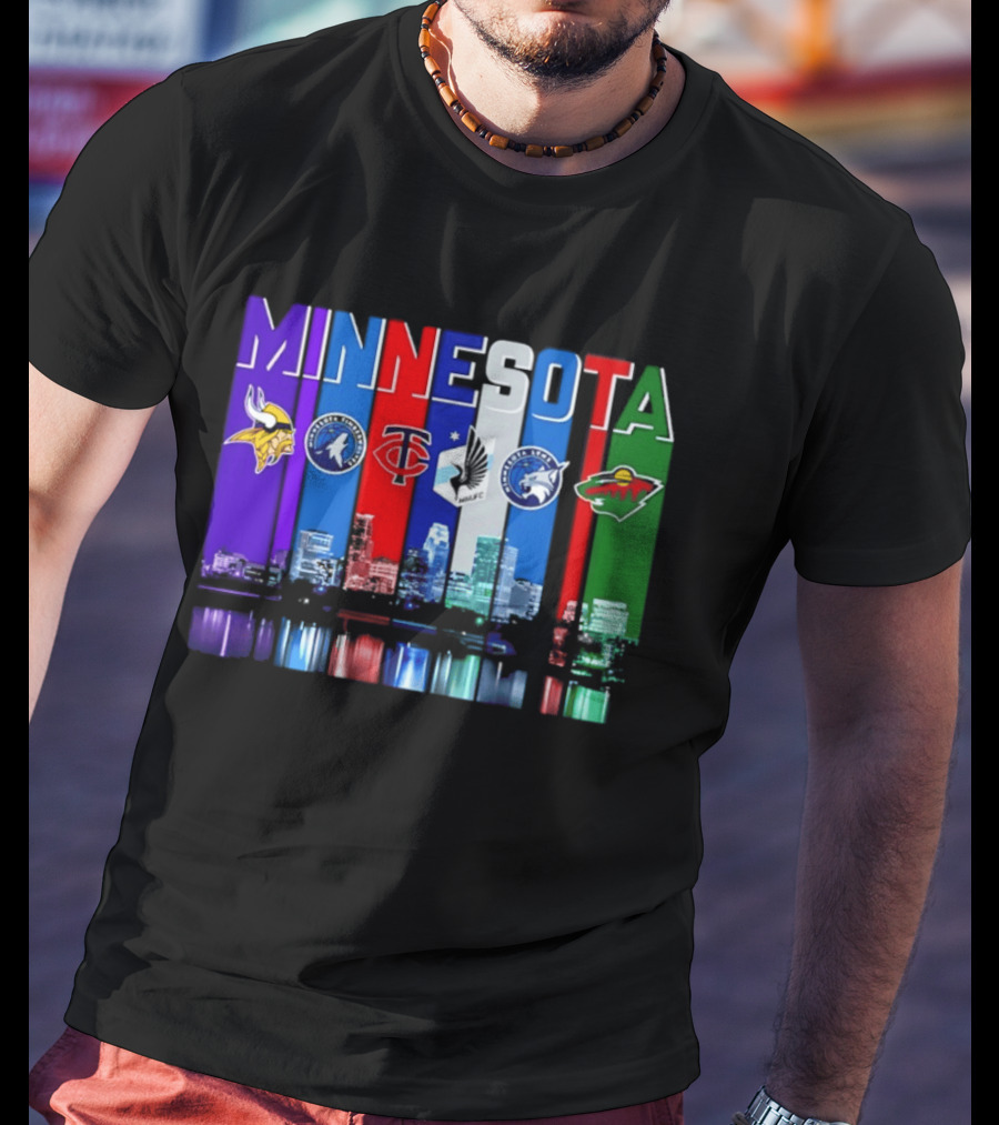 Minnesota Vikings Timberwolves Twins Lynx Wild Skyline 2026 T-Shirt