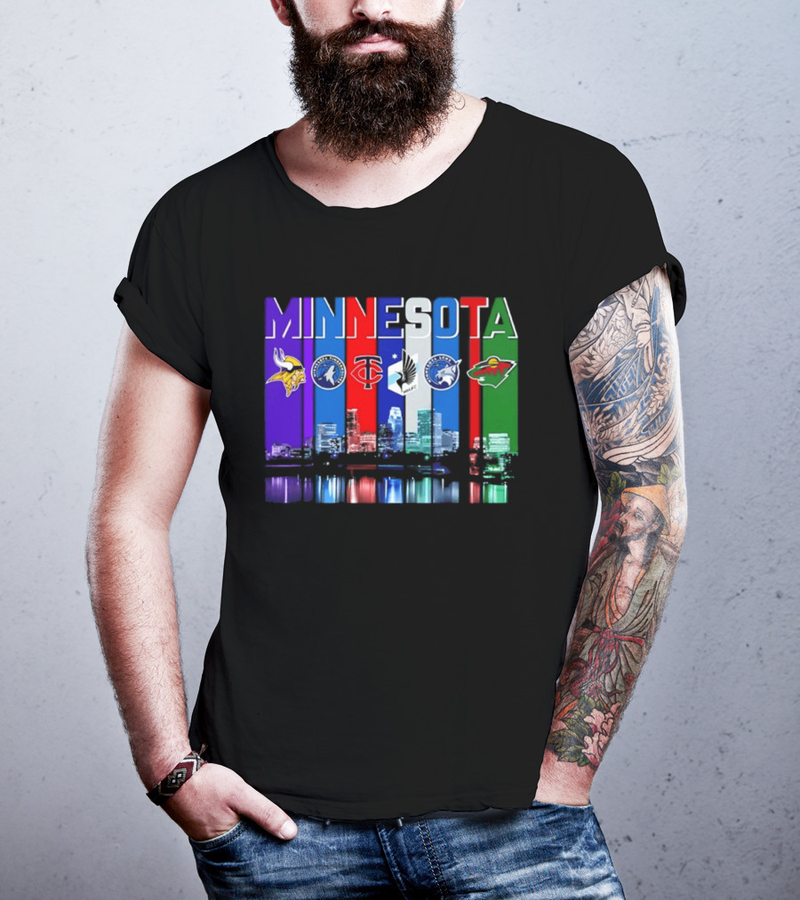 Minnesota Vikings Timberwolves Twins Lynx Wild Skyline 2026 T-Shirt