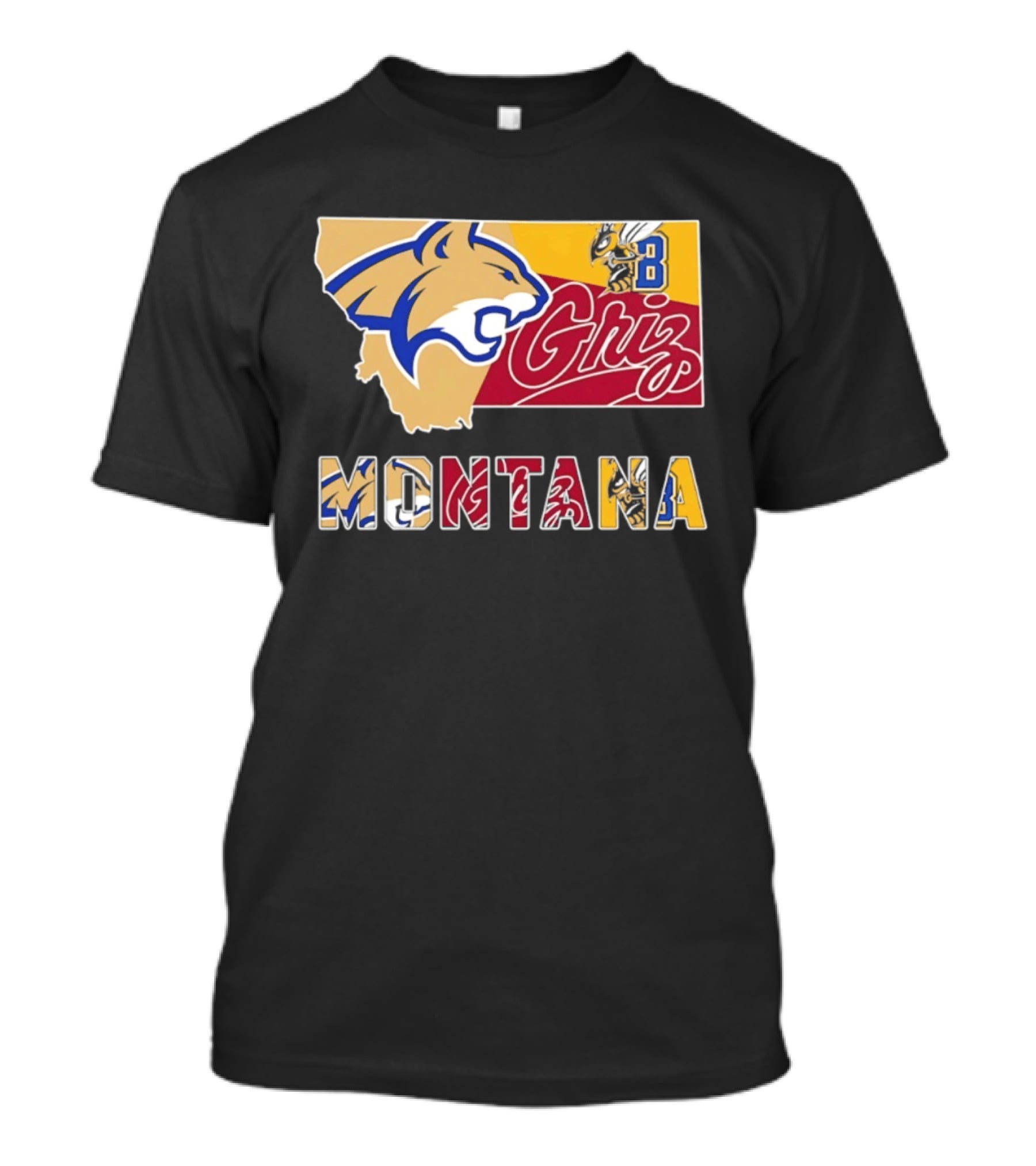 Montana Bobcats Griz 2026 College Football Map T-Shirt