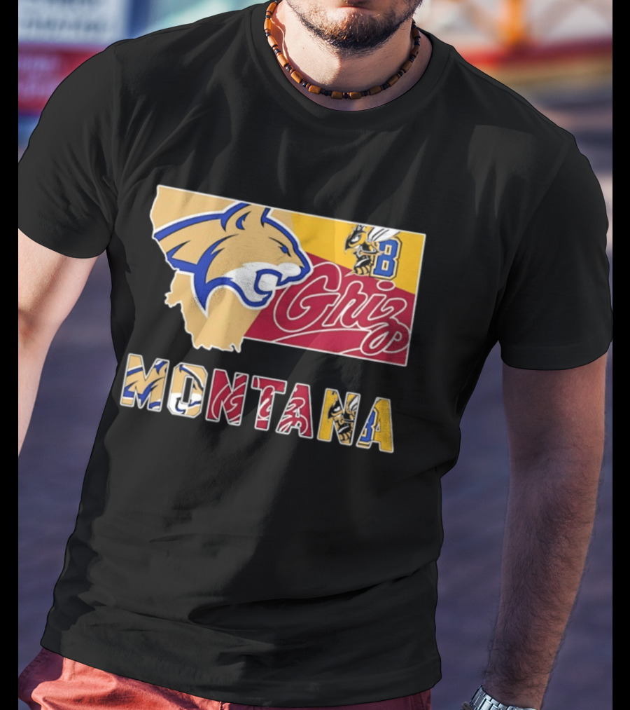Montana Bobcats Griz 2026 College Football Map T-Shirt