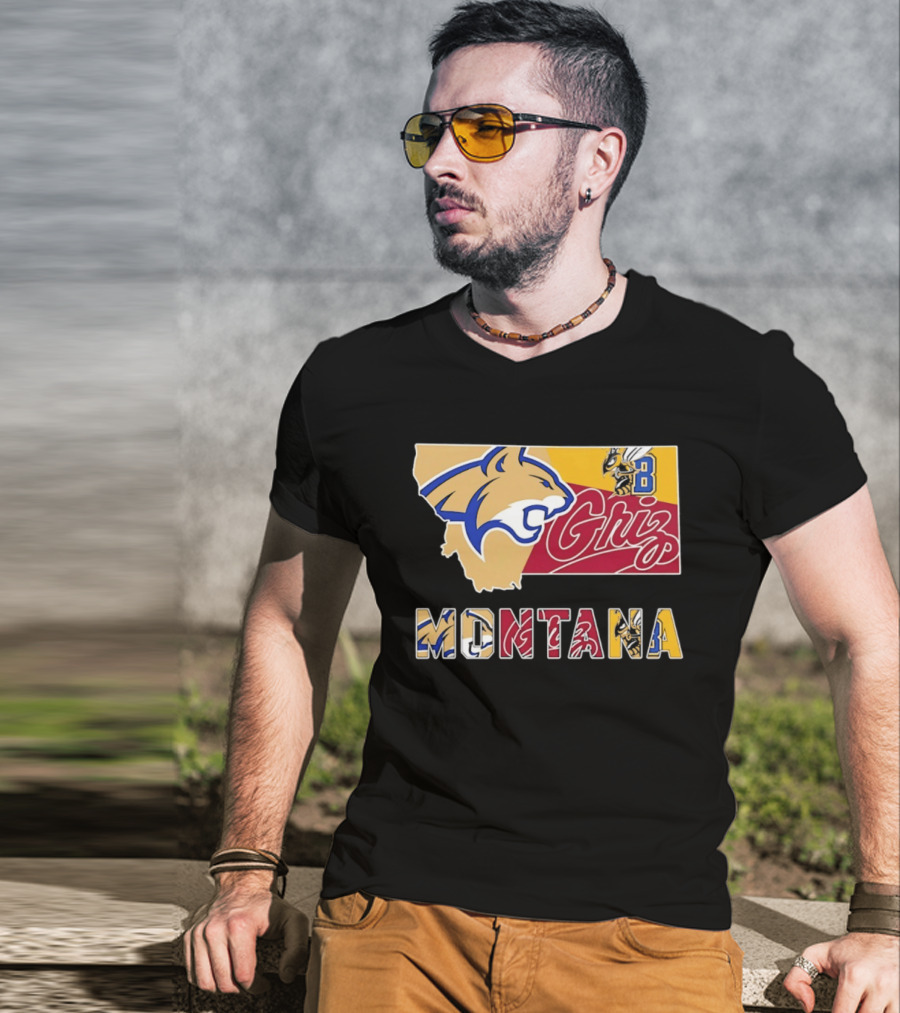 Montana Bobcats Griz 2026 College Football Map T-Shirt