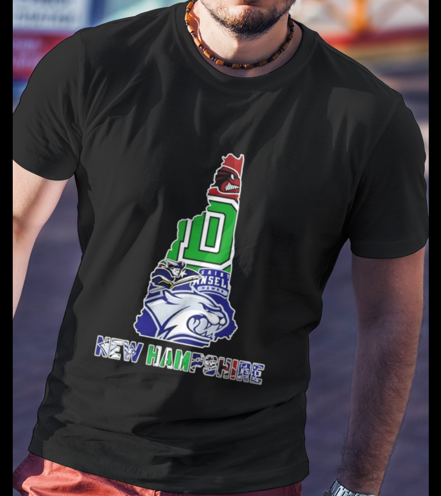 New Hampshire State Map Saint Anselm Hawks Wildcats Dartmouth Big Green 2026 T-Shirt