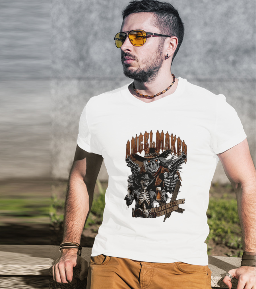 AngelMaker Wild West Coast Deathcore Skeleton Gunslinger Violence T-Shirt