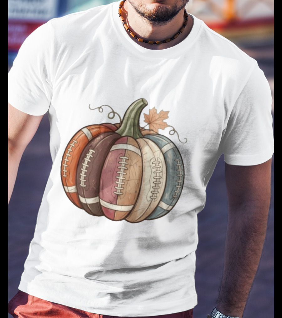 Football Pumpkin Fall Autumn Sports Harvest Season Decor T-Shirt