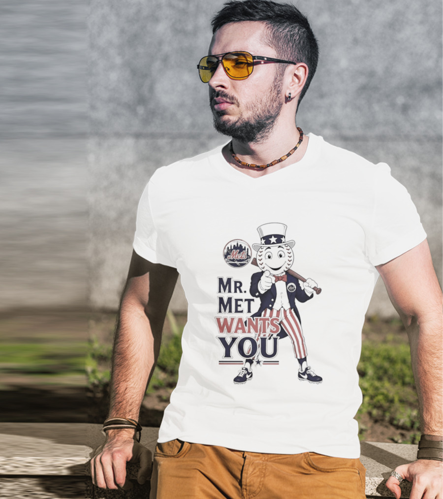 Mr. Met Wants You New York Mets Uncle Sam Baseball Fan T-Shirt