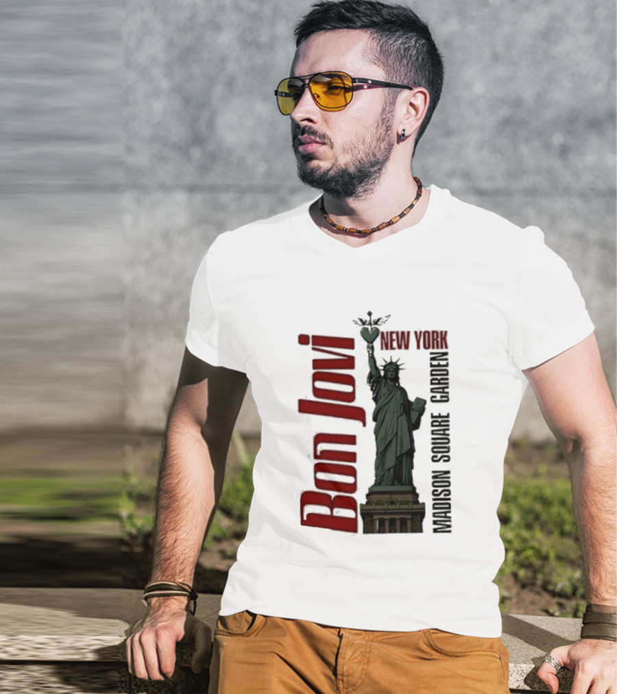 Bon Jovi Statue Of Liberty New York Madison Square Garden T-Shirt
