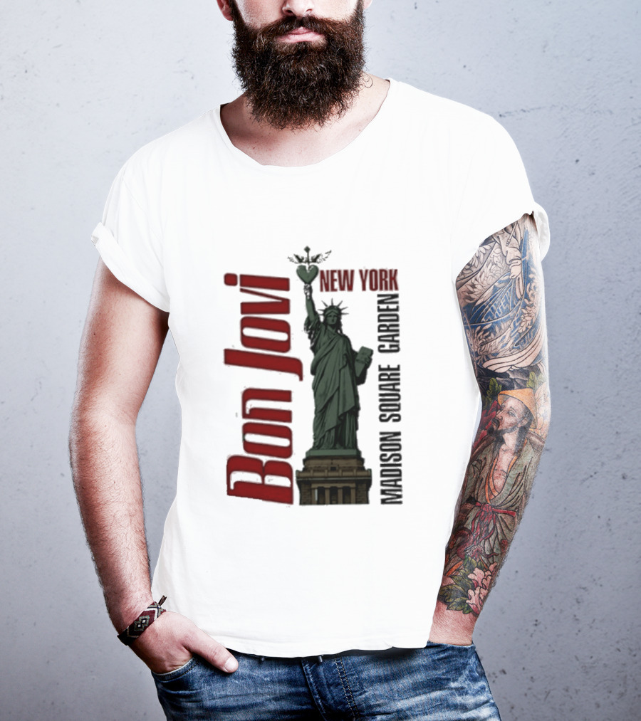 Bon Jovi Statue Of Liberty New York Madison Square Garden T-Shirt