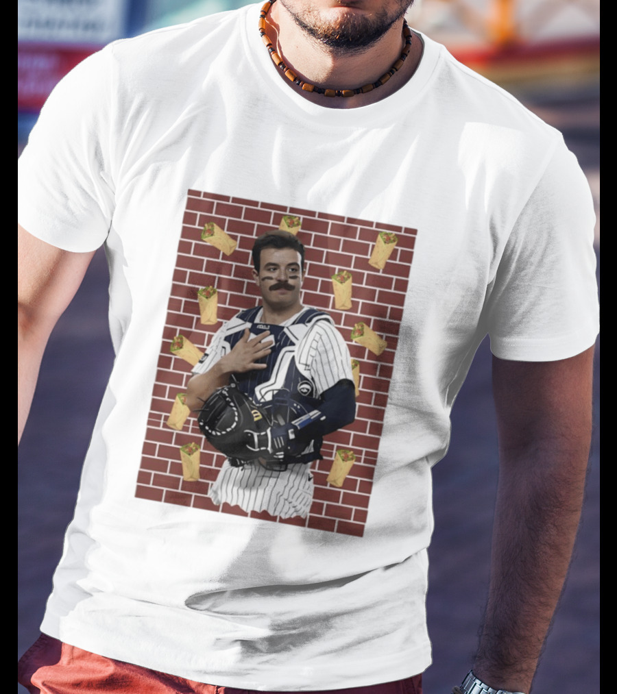 Yankees Austin Wells Catcher With Brick Wall And Burrito T-Shirt