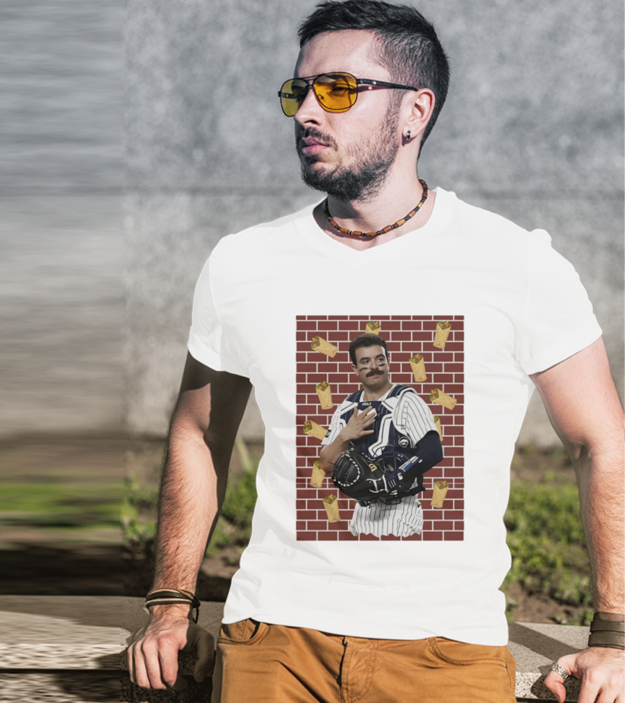 Yankees Austin Wells Catcher With Brick Wall And Burrito T-Shirt