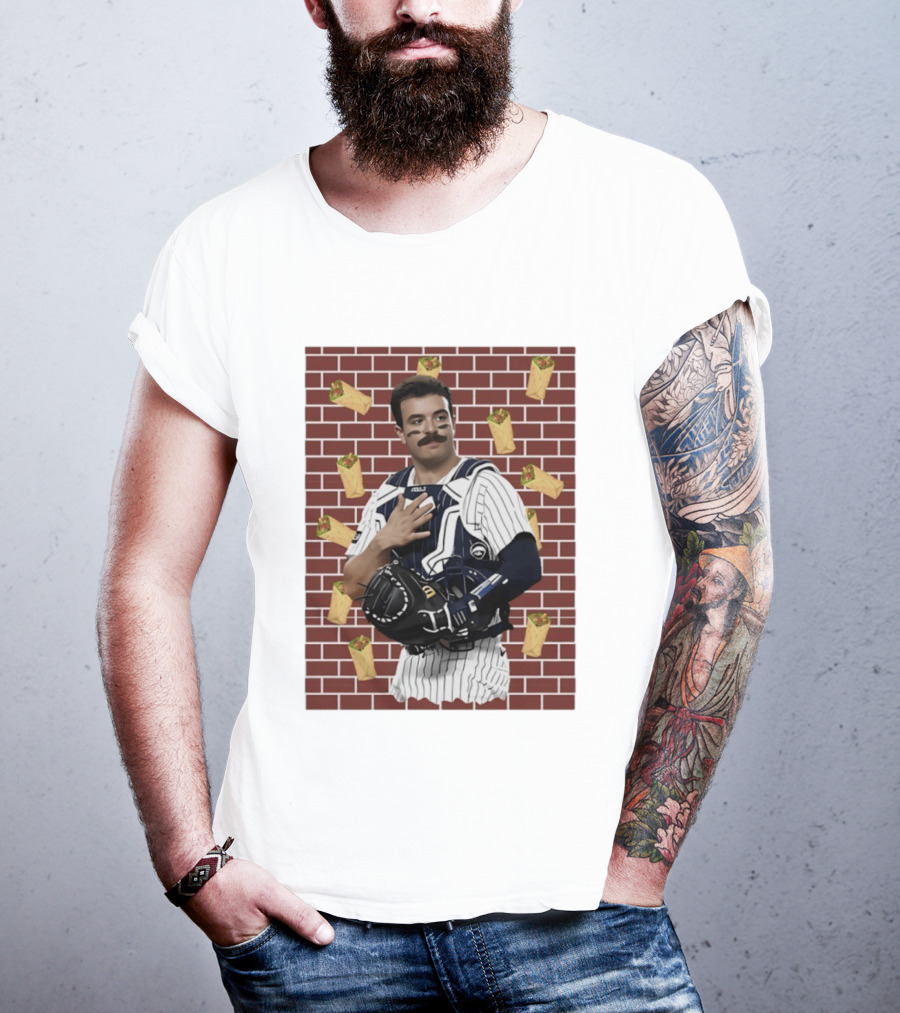Yankees Austin Wells Catcher With Brick Wall And Burrito T-Shirt