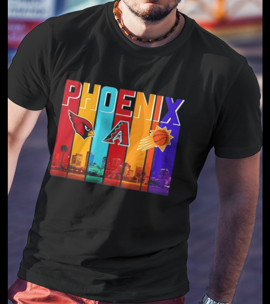 Phoenix Cardinals Diamondbacks Suns Skyline Sports Logos T-Shirt