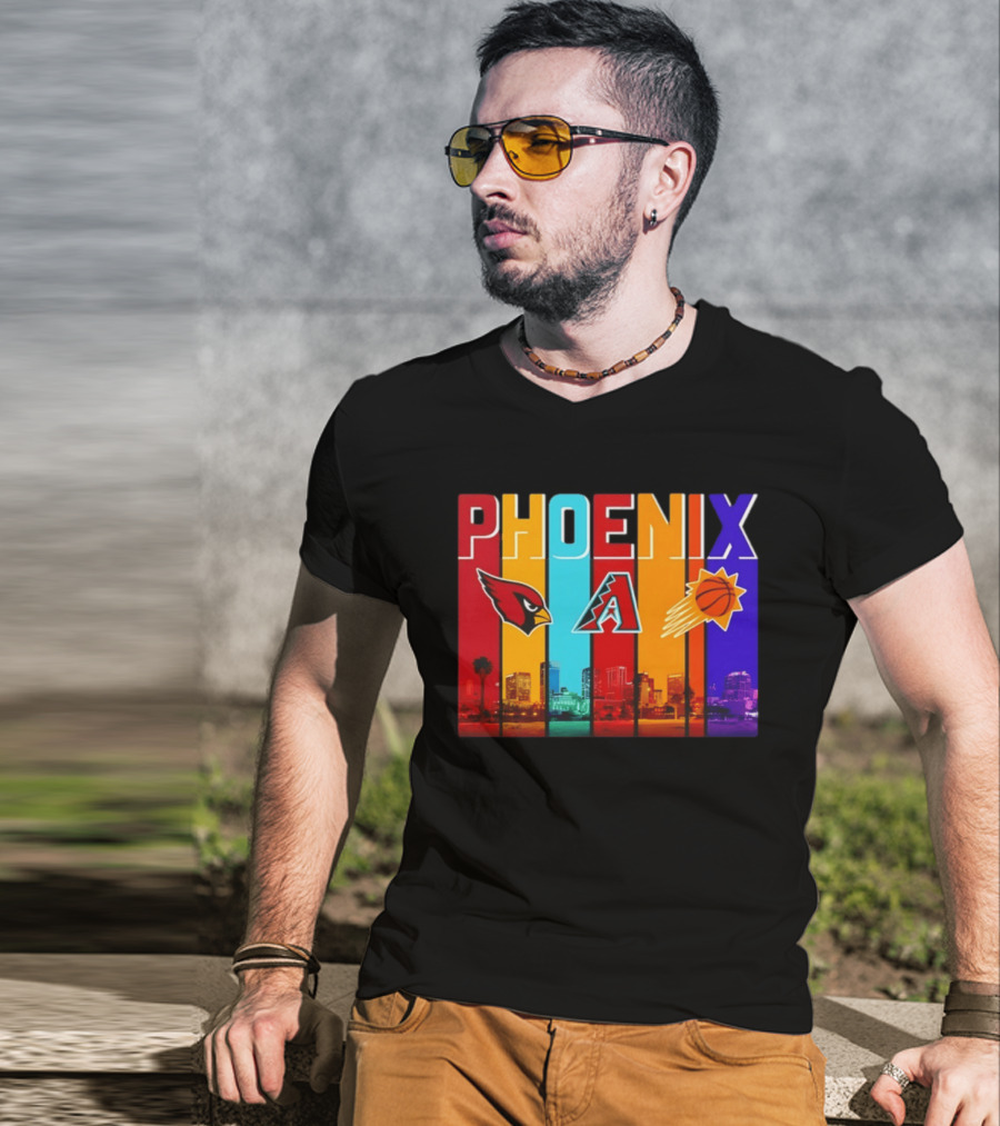 Phoenix Cardinals Diamondbacks Suns Skyline Sports Logos T-Shirt