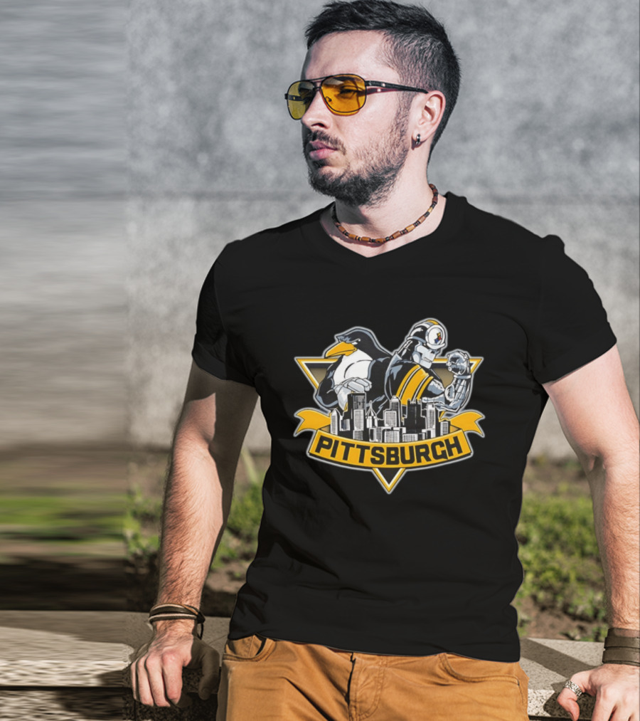 Pittsburgh Penguins Steelers City Skyline 2026 T-Shirt