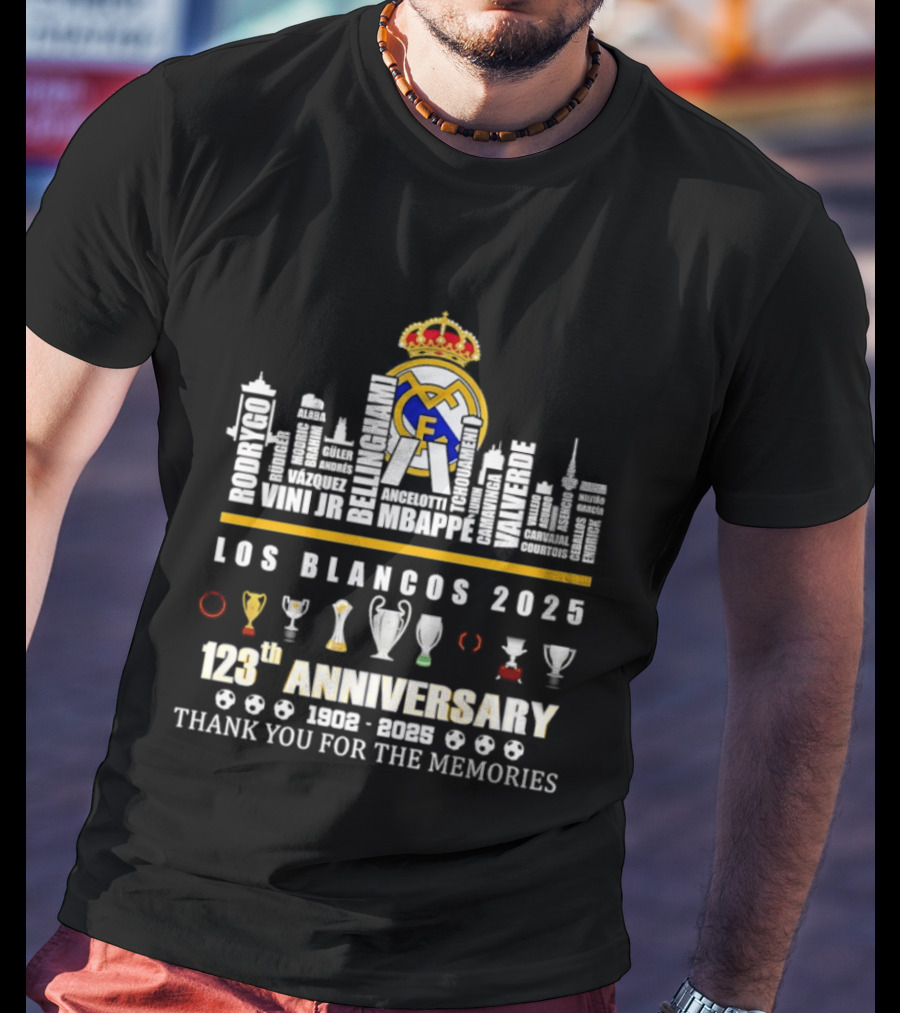 Real Madrid Los Blancos 2025 123th Anniversary 1902 2025 Thank You For The Memories T-Shirt