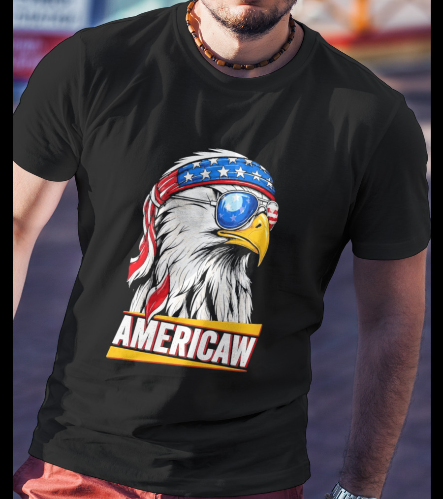 Bald Eagle Americaw Bandana American Flag USA T-Shirt