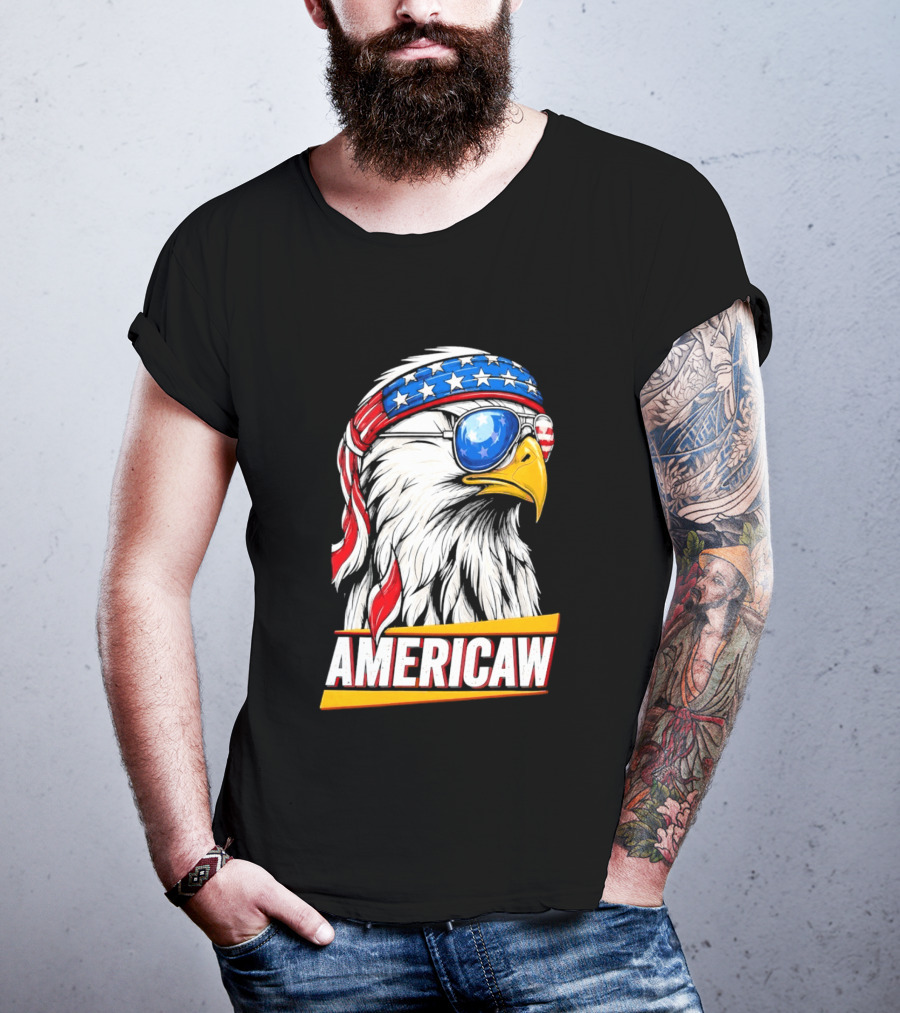 Bald Eagle Americaw Bandana American Flag USA T-Shirt