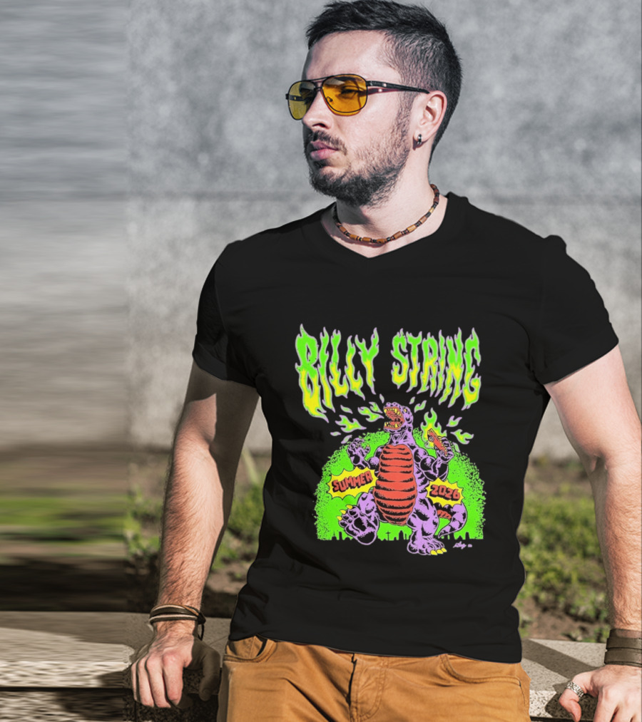 Billy Strings Summer 2026 Terrible Lizard Monster Concert Tour Neon Comic T-Shirt