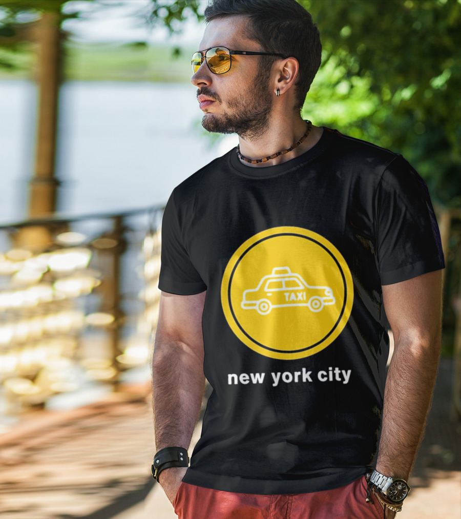 New York City Taxi Cab Blink 182 Iconic Yellow Circle T-Shirt
