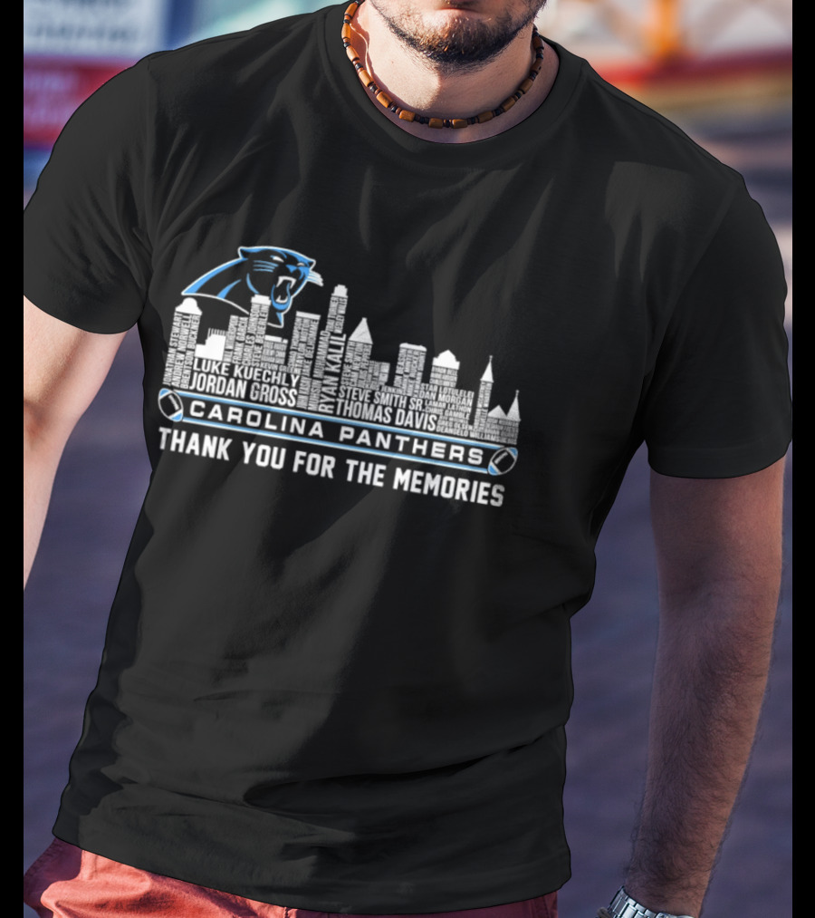 Carolina Panthers City Skyline Player Names Thank You For The Memories T-Shirt