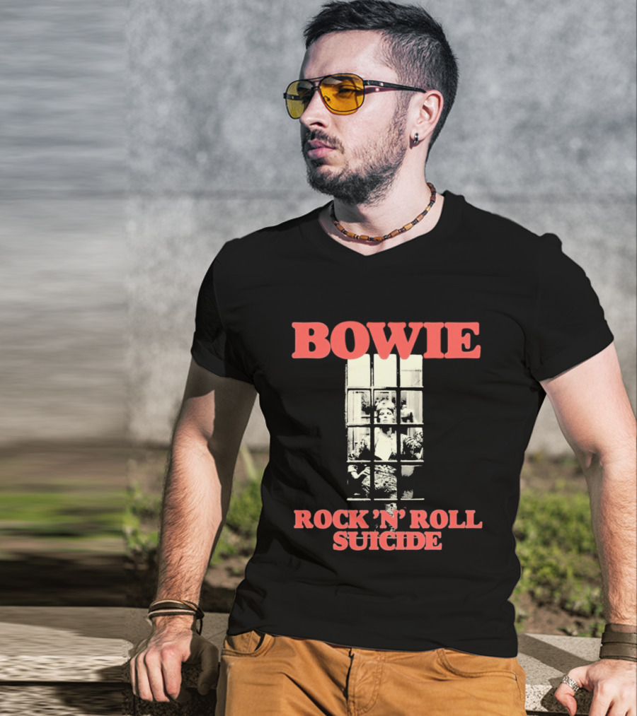 Bowie Rock N Roll Suicide Vintage Block T-Shirt