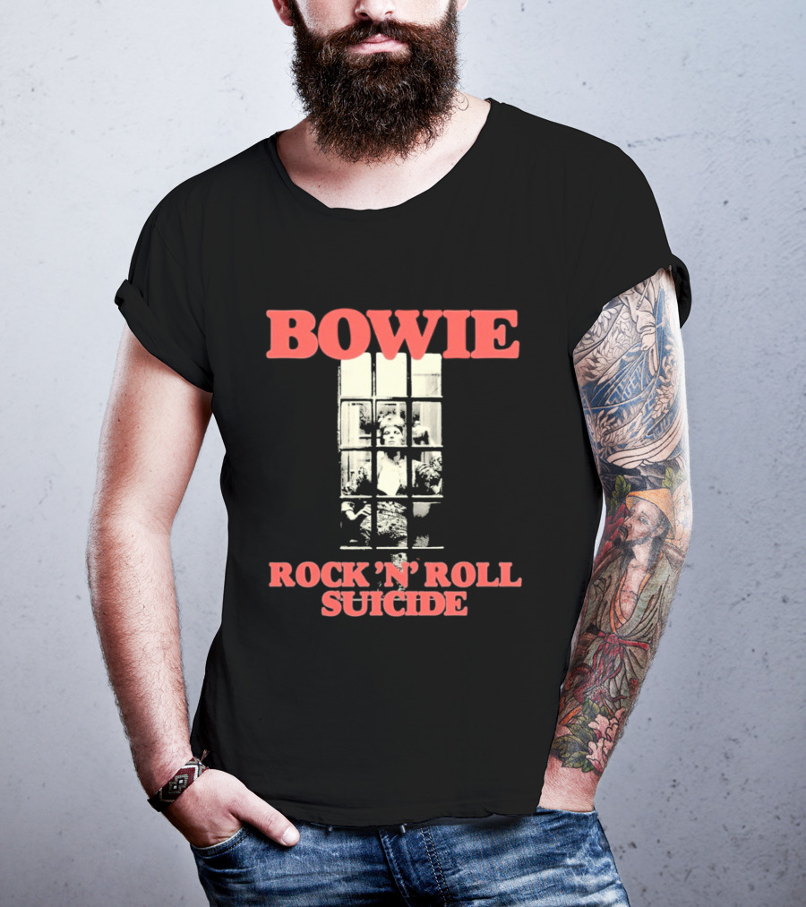 Bowie Rock N Roll Suicide Vintage Block T-Shirt
