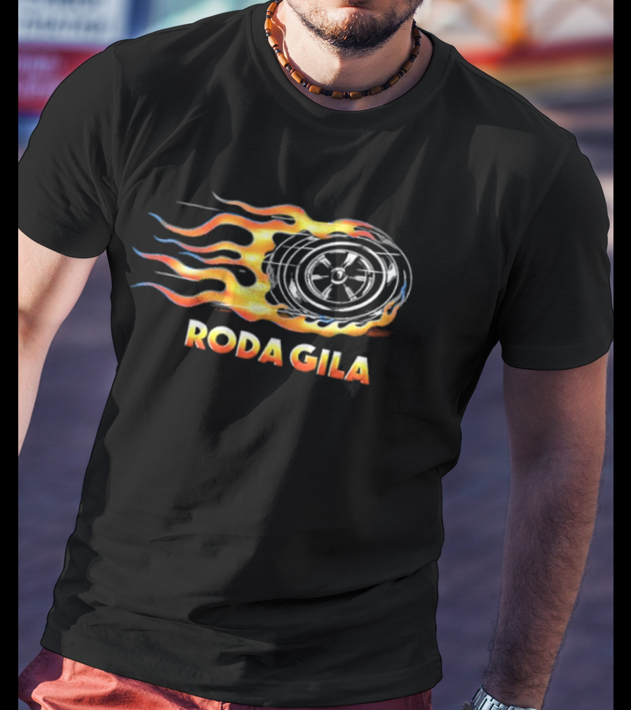 Roda Gila Kelompok Penerbang Roket Motorbike Flame Wheel Graphic 2 Sided T-Shirt