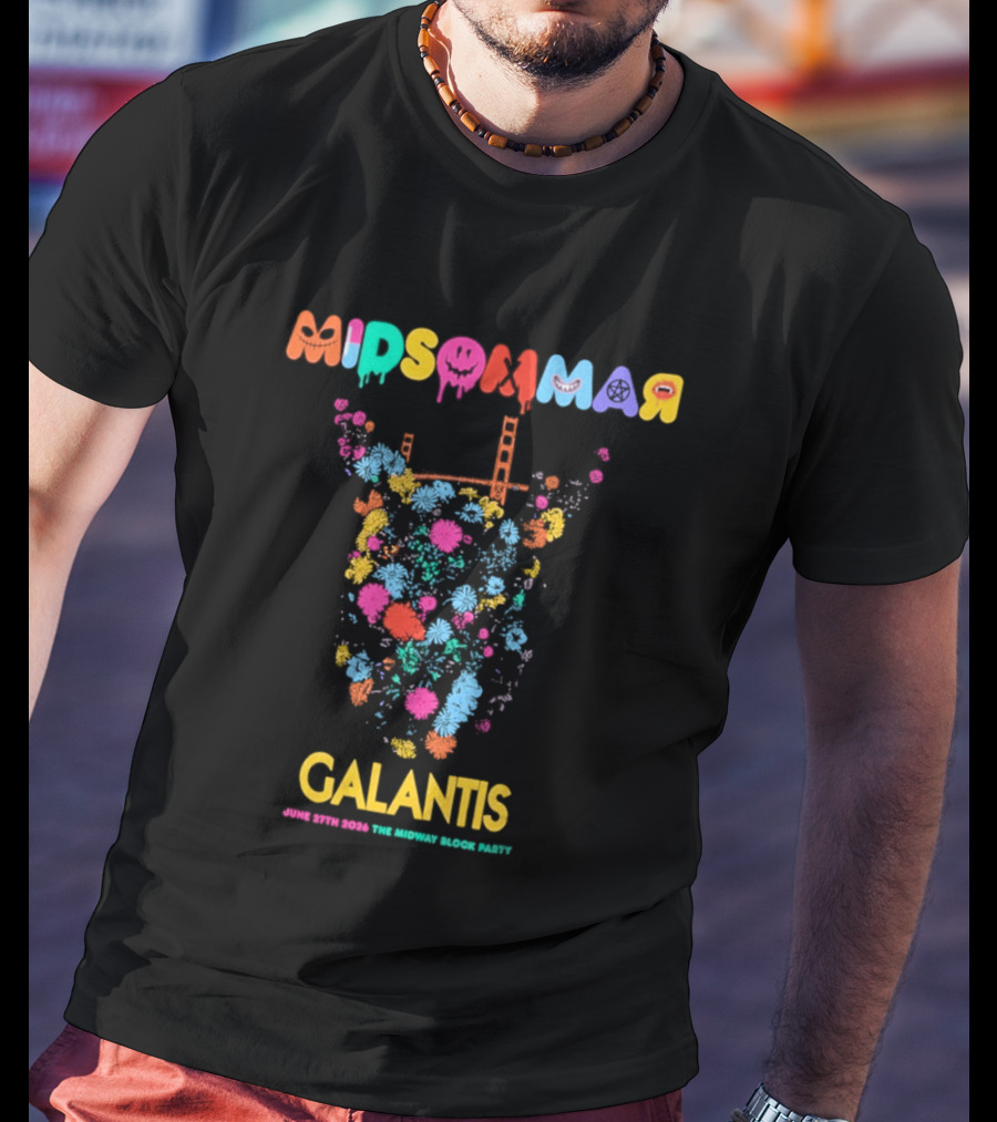 Midsommar Galantis Midway Block Party 2026 Vibrant Paint Explosion T-Shirt