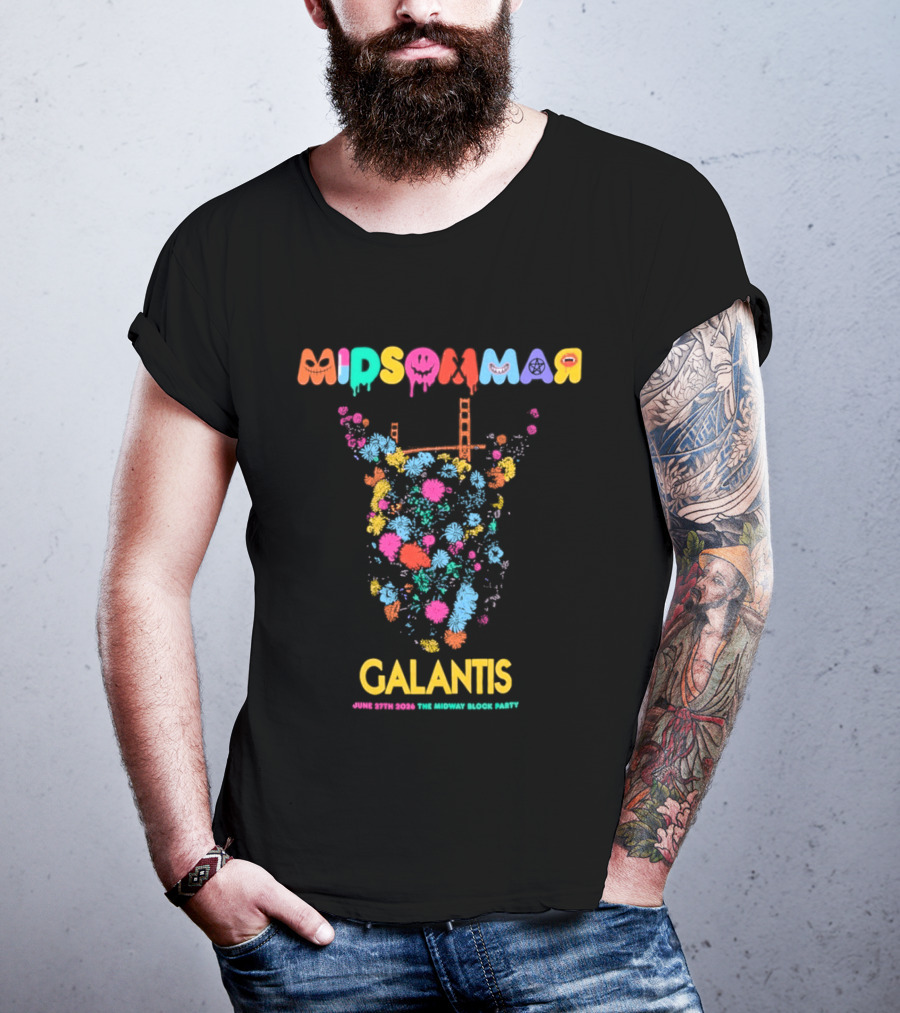 Midsommar Galantis Midway Block Party 2026 Vibrant Paint Explosion T-Shirt