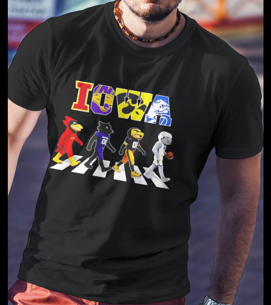 Iowa Mascots Abbey Road 2026 Cyclones Panthers Hawkeyes Bulldogs T-Shirt