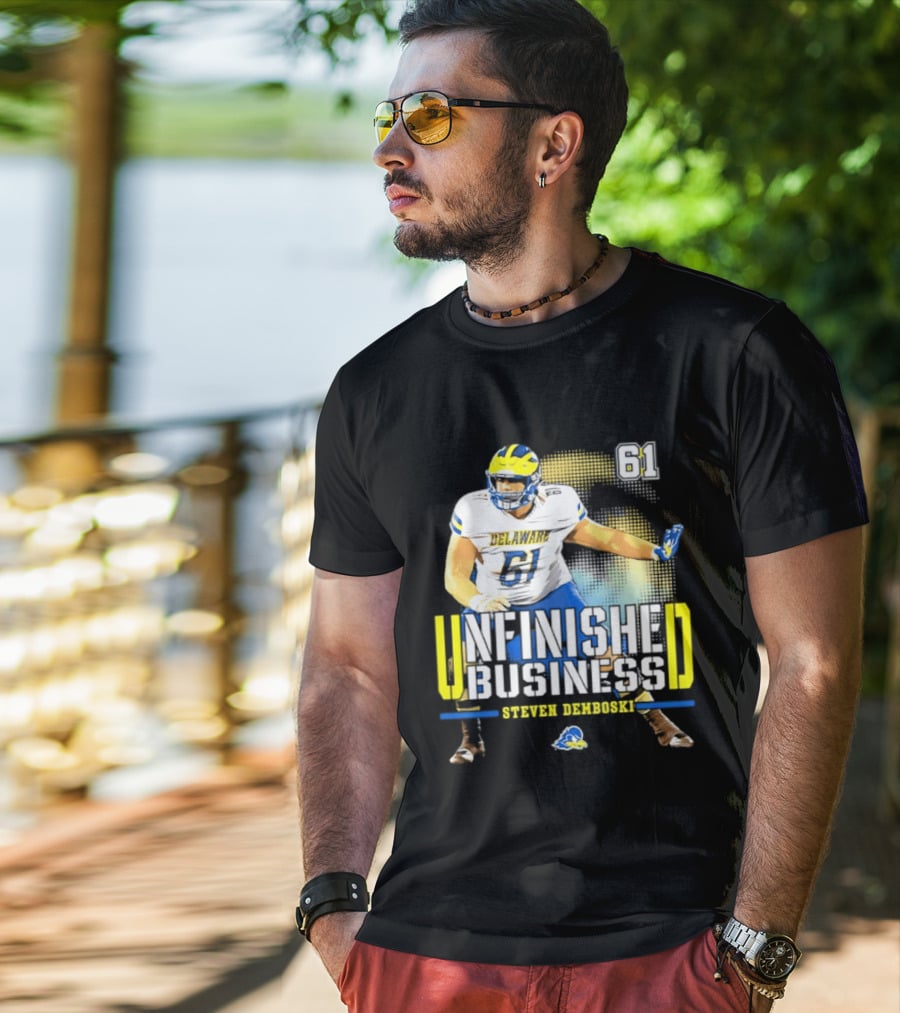 Steven Demboski 61 Delaware Unfinished Business NCAA Football T-Shirt