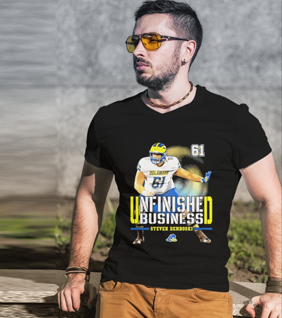 Steven Demboski 61 Delaware Unfinished Business NCAA Football T-Shirt