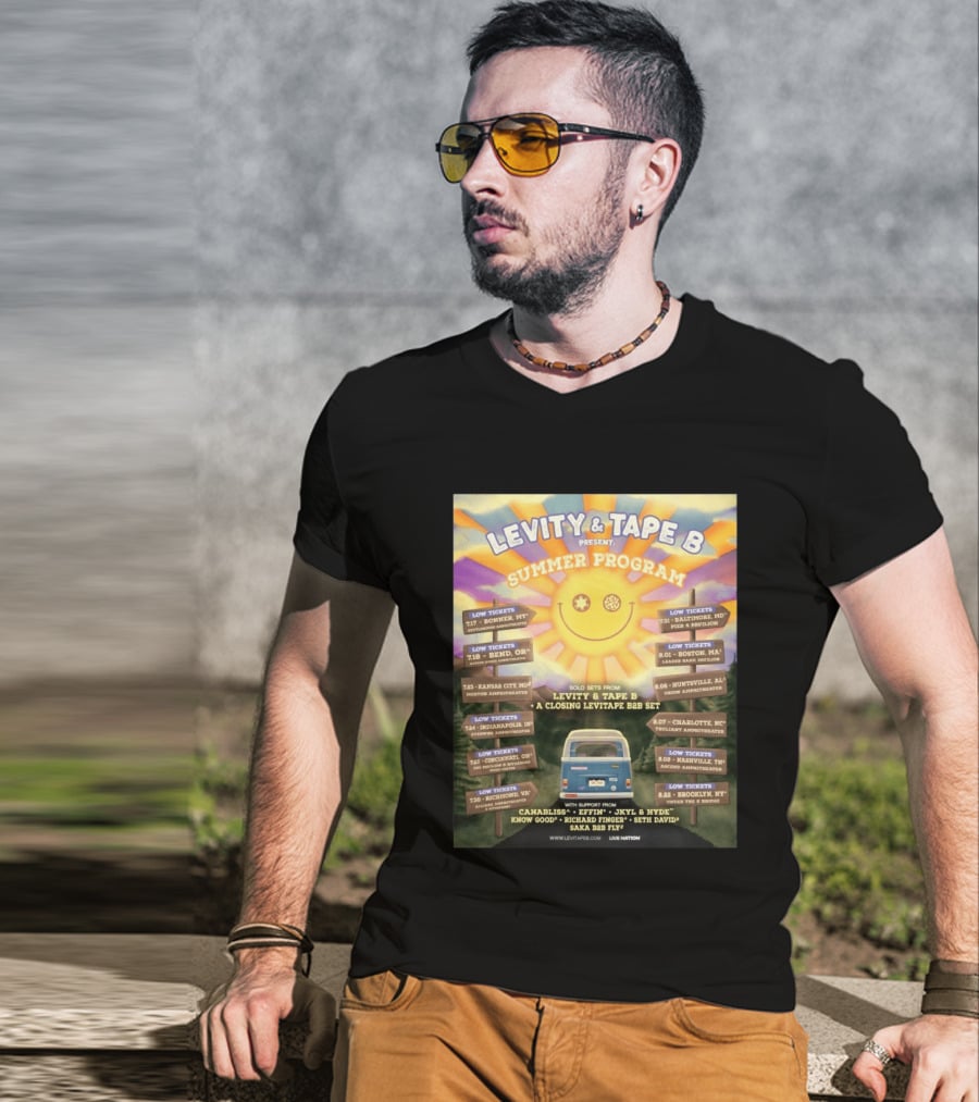 Levity & Tape B Summer Program 2026 Tour Dates Featuring Levitate B2B Set With Canabliss Effin Jkyl & Hyde T-Shirt
