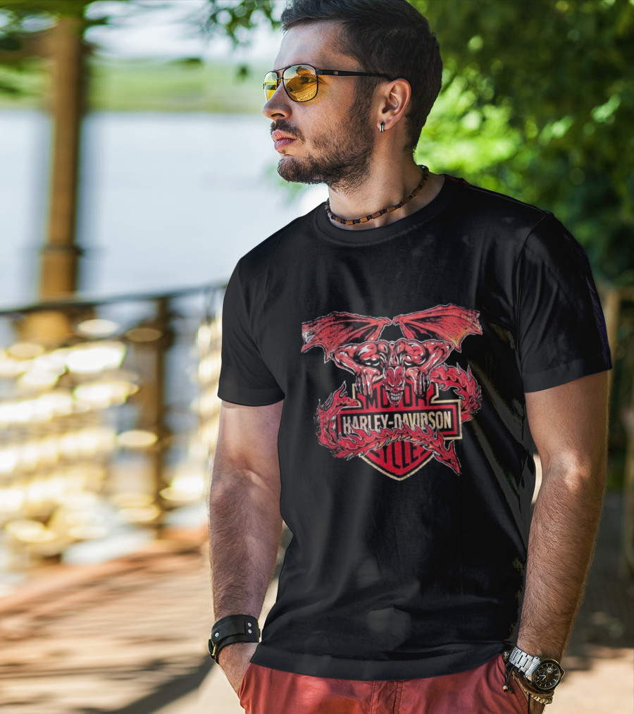 Warren Lotas Harley Davidson Gargoyle Motor Cycles T-Shirt