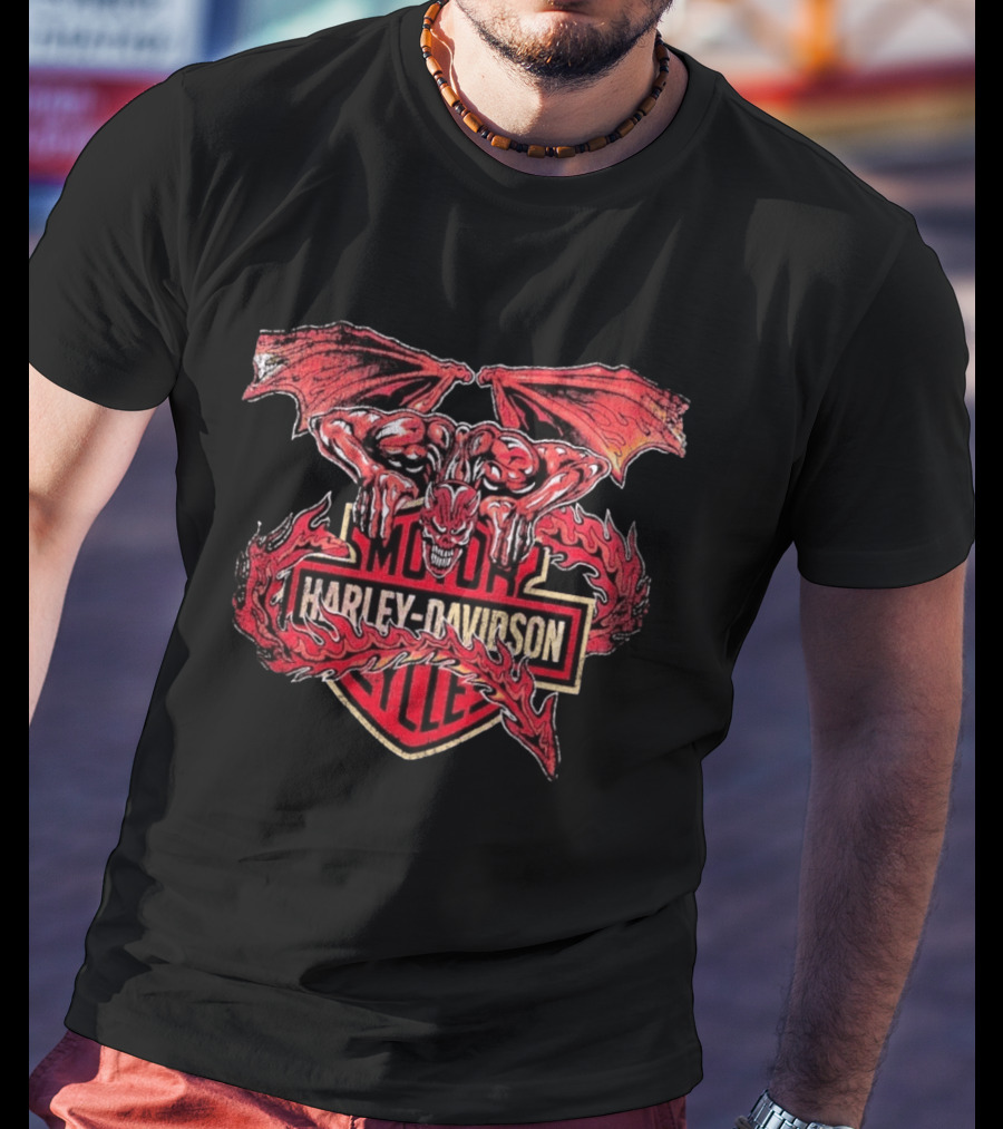 Warren Lotas Harley Davidson Gargoyle Motor Cycles T-Shirt