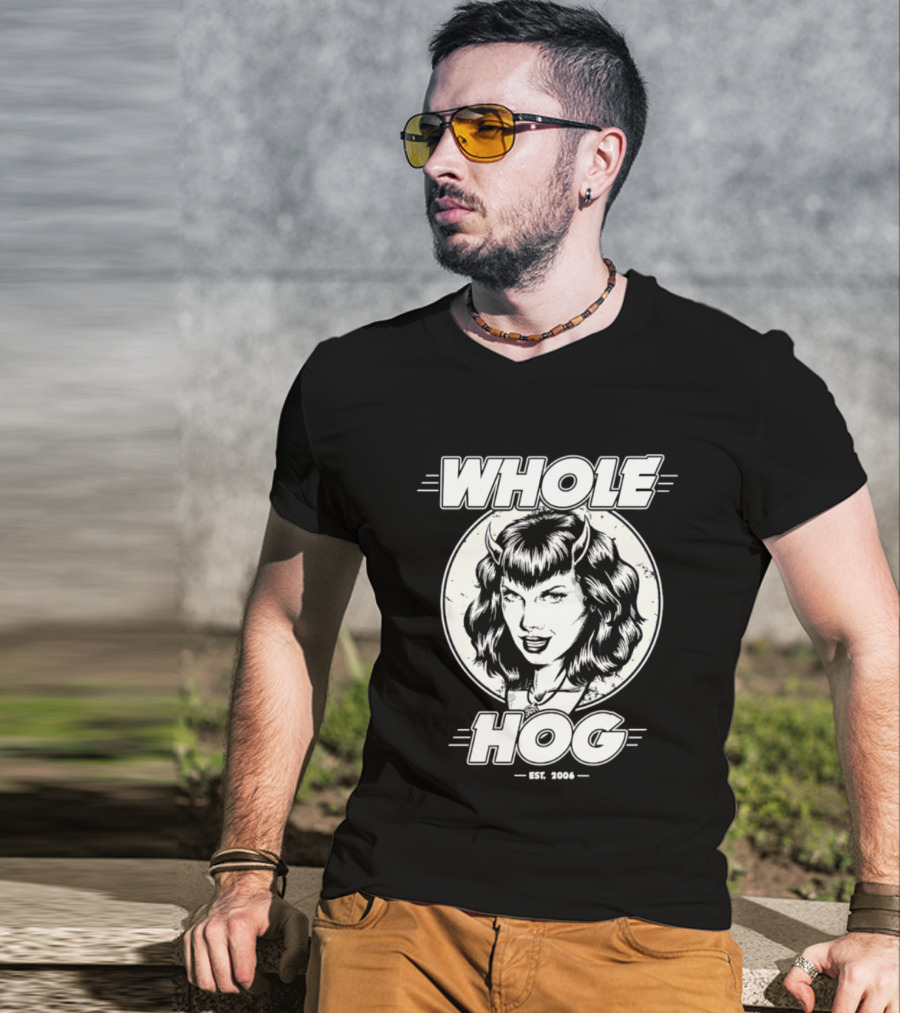 Whole Hog Est 2006 Retro Pinup T-Shirt