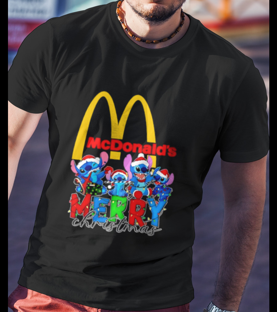 McDonald's Stitch Merry Christmas 2025 T-Shirt