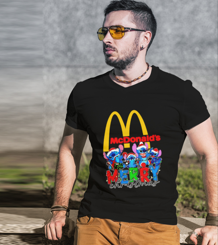 McDonald's Stitch Merry Christmas 2025 T-Shirt