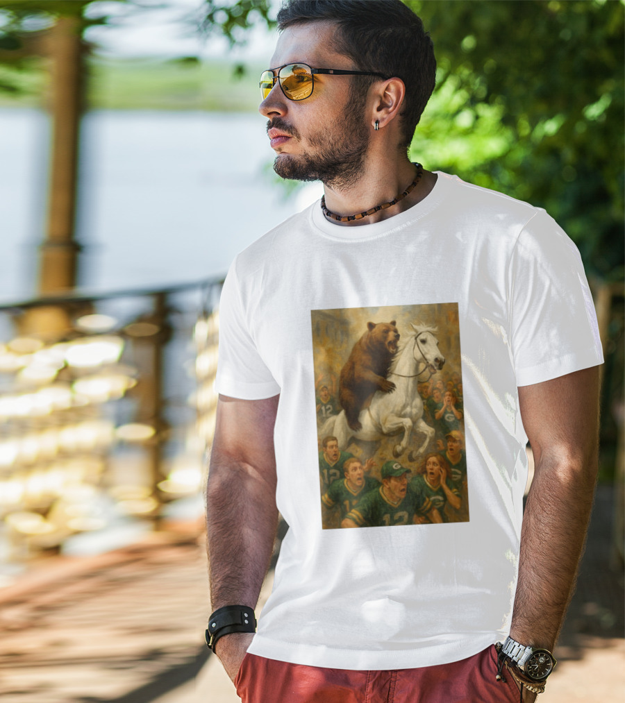 Bear Riding Horse Surprising Green Bay Packers Fans NFL Humor T-Shirt