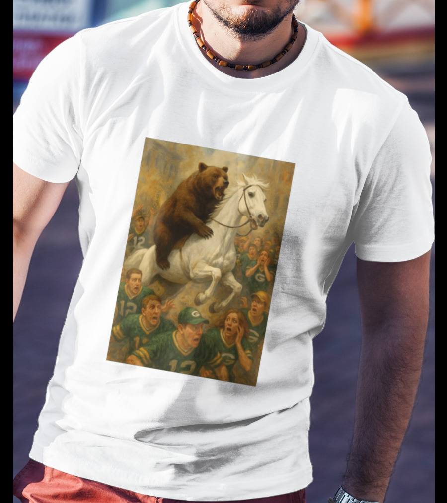 Bear Riding Horse Surprising Green Bay Packers Fans NFL Humor T-Shirt