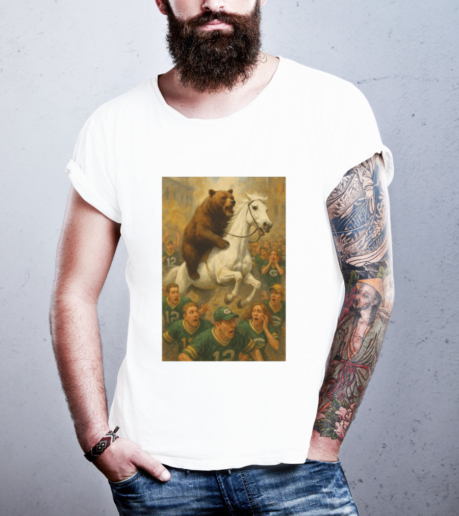 Bear Riding Horse Surprising Green Bay Packers Fans NFL Humor T-Shirt